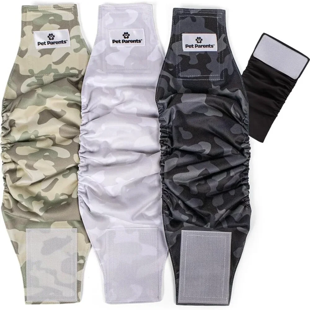 Pet Parents® Washable Belly Bands for Male Dogs (3pack) Camo Sz. L